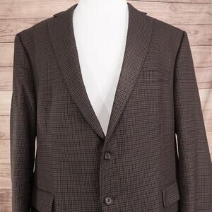 Lauren Ralph Lauren Blazer Mens 50R Brown Check Wool Sport Coat 2 Button